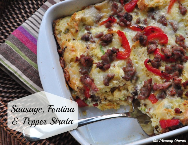 Sausage, Fontina & Pepper Strata by The Mommy Games