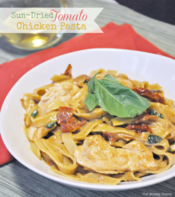 Sun-Dried Tomato Chicken Pasta Amazing flavor packed into this easy weeknight meal! {The Mommy Games}